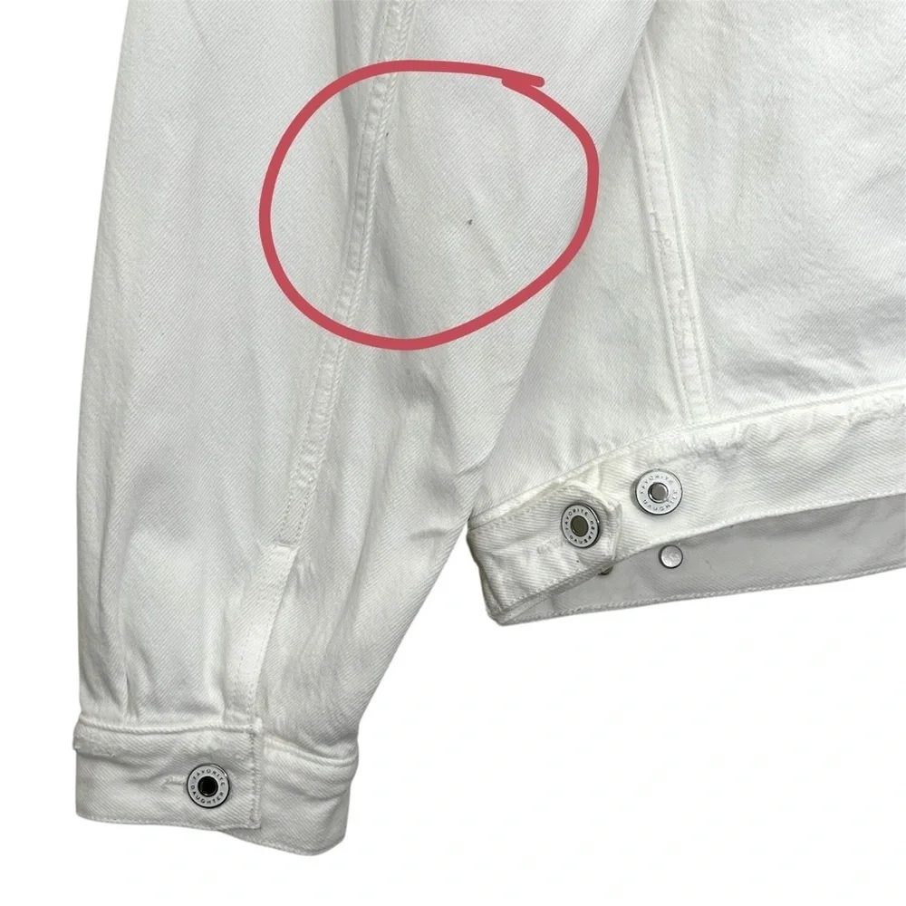 Anthropologie Favorite Daughter White Otto Boyfriend Jacket Rigid Denim size XS - Picture 14 of 16